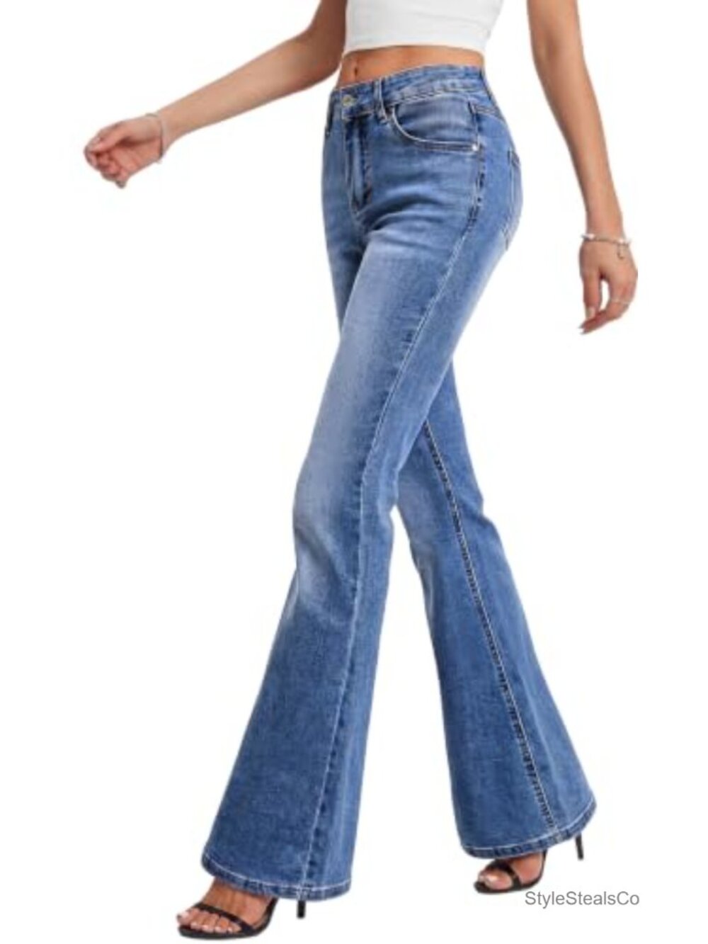 Women's Low Rise Stretch Flare Jeans Bell Bottom Denim Pants